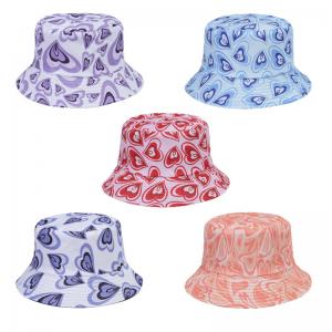  Summer Heart Print Double-Sided Sunscreen Fisherman Hat For Women Manufactures