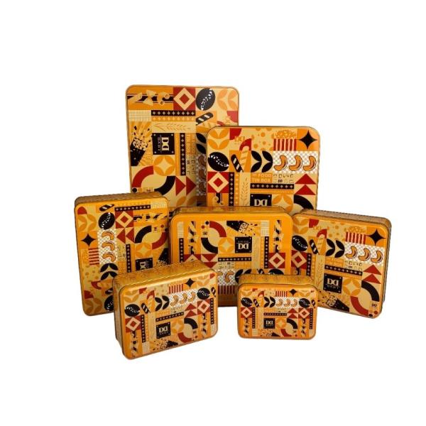 DADI Square Metal Fancy Biscuit Tin Box For Chocolate Candy Packaging 5 Pack Tin Can