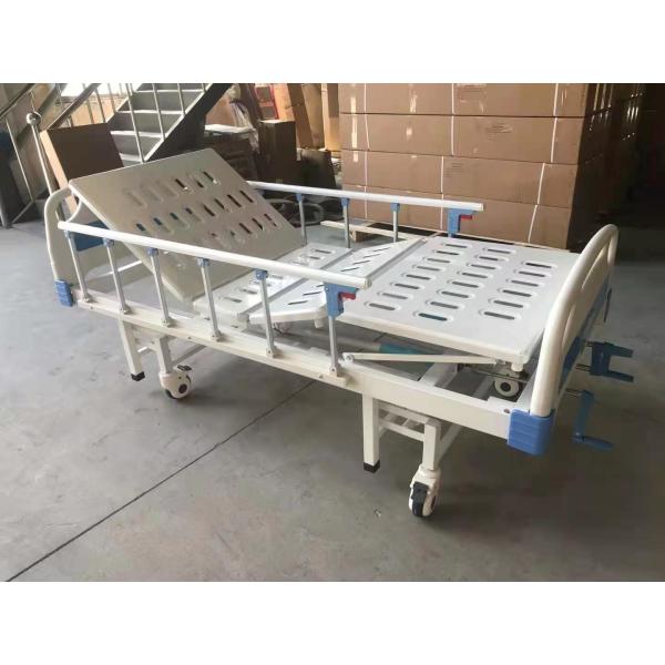 2 Cranks Hospital Manual Patient Bed Steel Spray Plastic Frame