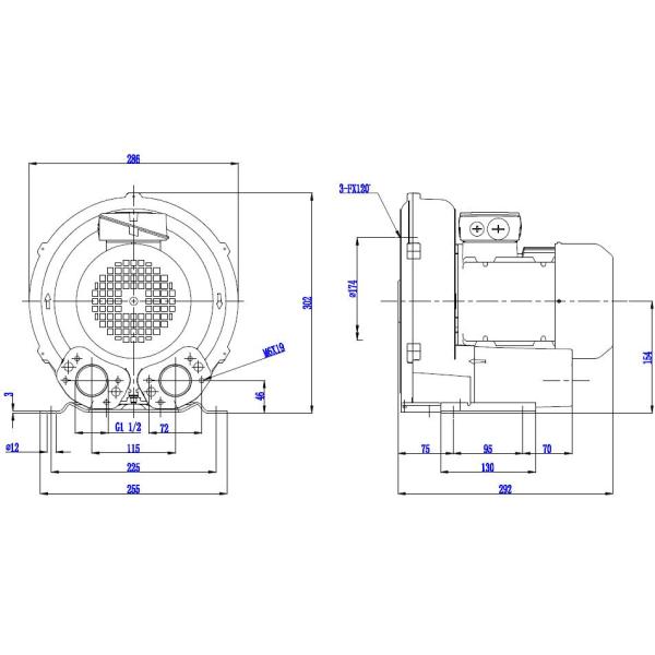 0.85kw Aluminum Alloy Side Channel Blower For Print Machine / Liquid Filling Machine