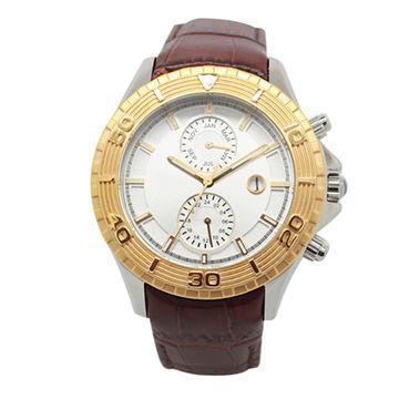 Quality Luxuty Ladies Gold Watches , Mechanical Watch Womens With Dual Time for sale