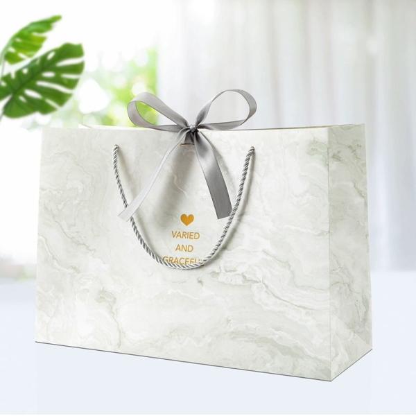 Business Cosmetics Jewelry Packaging Bags Shopping Bags Gift Paper Bag With Ribbon Bow