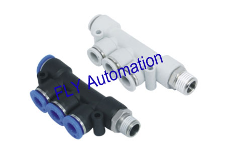 PKD Triple Pisco Branch One Touch Brass Zinc R Thread Metric Pneumatic Tube Fittings