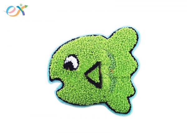 Quality Twill Background Cute Cartoon Green Color Laser Cut Towel Chenille For Bag for sale