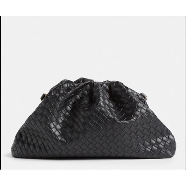 Fake Real Leather Dumpling Clutch Bag 10cm Womens Black Clutch Purse