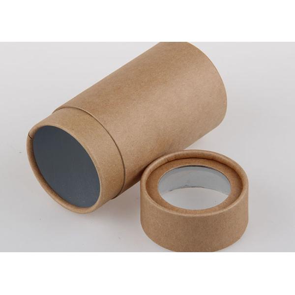 Brown Craft Paper Tube with Visible Clear Plastic Window Cap for Gifts Packaging