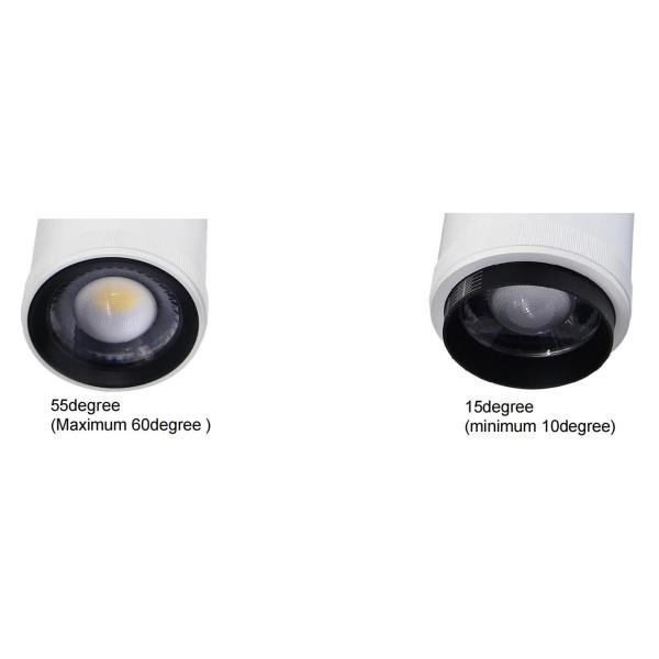30w Zoomable 15°-55°adjustable led track light 70-100 lm/W CRI80 Citizen Chip Osram flicker-free driver 5 years warranty