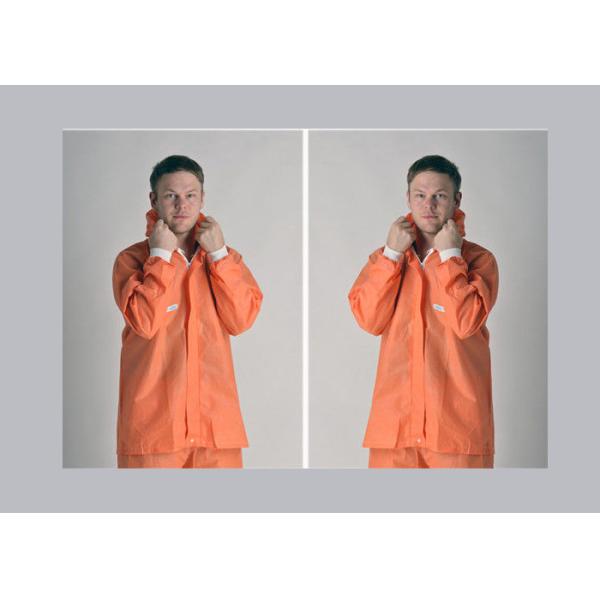 Elastic Cuff Orange Disposable Coveralls , Chemical Protective Coveralls OEM