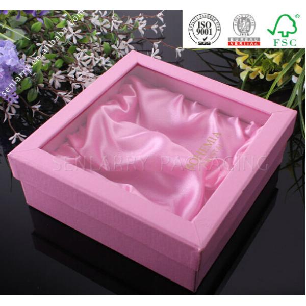 Promotional decorative gift packaging box wholesale with silk and clear window