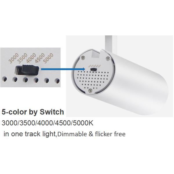 30w led track light 110LM/W 90RA Dimmable F1 plus Series LED track light,  Lifud driver + TYF LED, 5 CCT by DIP switch