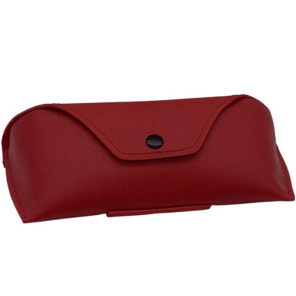 Handmade Red Leather Glasses Case With Button , Leather Sunglasses Holder