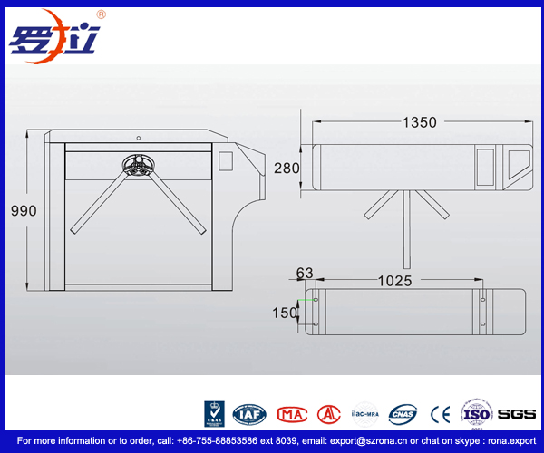 Bar Code Ticketing System Access Control Tripod Turnstile Gate of 304 stainless steel