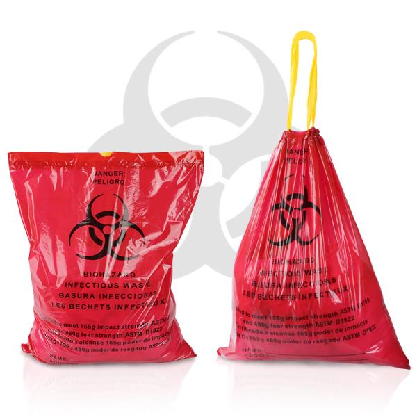 Drawstring SGS Medical Waste Bags Biohazard Garbage Customize Size