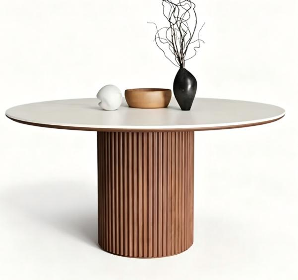 Matte Finish Round Table 6 People  For Office Meeting Rooms