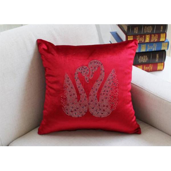 Swan Pattern Cushion Cover Luxury European Diamond Technology Car Seat Chair Pillow Cover Velvet Square Pillowcase