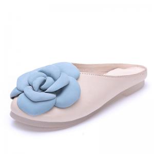 China S329 2020 Summer New Ladies Sandals Flower Slippers First Layer Cowhide Leather Ethnic Style Slippers on sale