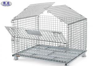  Transport Wire Mesh Pallet Cages , Welded Steel Mesh Storage Cages With Cover Manufactures