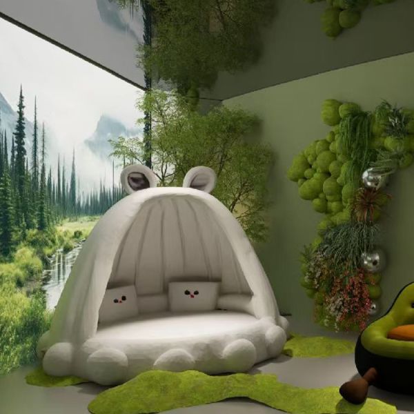 MR Furniture Civet Bed Modern Simple Children's Bed Animal Cute Girl Bedroom Tree House Surrounded Round Bed