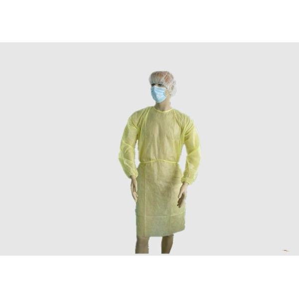 Non Absorbent Yellow Isolation Gowns , Disposable Barrier Gowns Lightweight