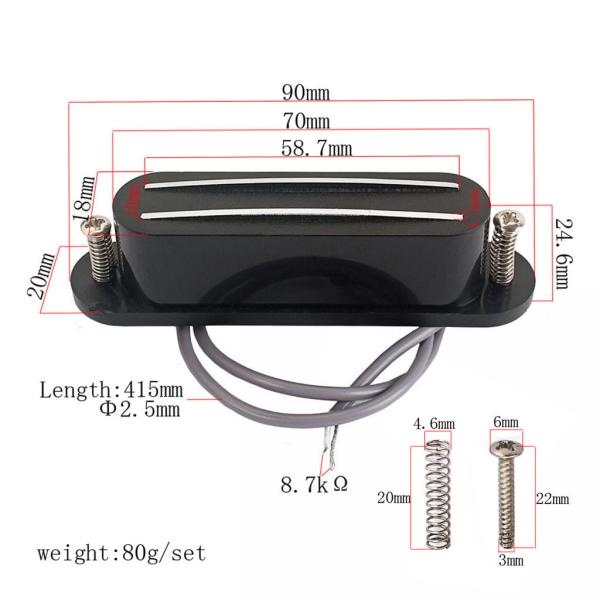 8.7K DC Resistance Mandolin Humbucker Pre Wired Double Coil Black Cover