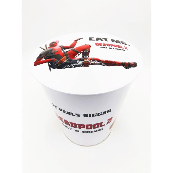 DADI 25 Liter Conical Cheese Tinplate Metal Popcorn Bucket with Airtight Lid And CMYK / PMS/ UV Printing