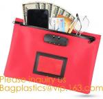 Leatherette Money Security Deposit Bag With Framed ID Window,Custom zipper file