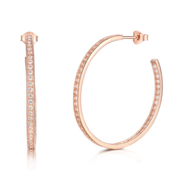 Hoops Netflix 925 Silver CZ Earrings Rose Gold 40mm Hoop Earrings for Women