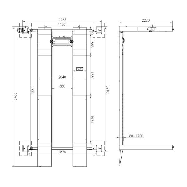 One Cylinder 4 Post Hydraulic Lift 5000mm Length 2.2kw With Hydraulic Lock