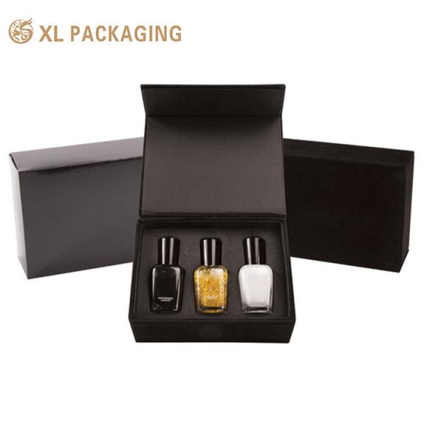 Custom Logo Magnetic Nail Polish Gift Box Gel Nail Bottle Packaging With Velvet Tray Gold Foil Stamping Rigid Cardboard Luxury Packaging For Nail Salons DIY Kits & Branded Gifts