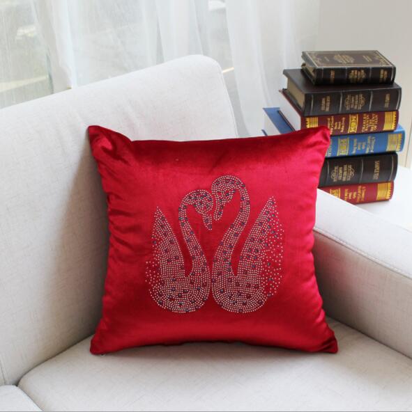 Custom Logo 3 Colors Soft Velvet Cushion Cover With Diamond Square Pillowcase