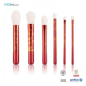  Long Aluminium Ferrule Synthetic Hair Makeup Brushes Red Handle Cosmetic Brush Set Manufactures