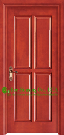 Luxury Raised Panels Timber Veneer Single Door, Good Quality Hotel Wooden Door With Frame