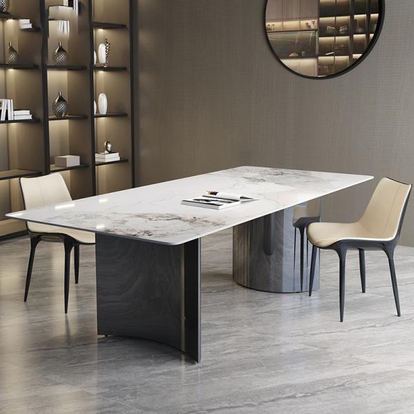 Light Luxury Stainless Steel Marble Ballroom Dining Table Set