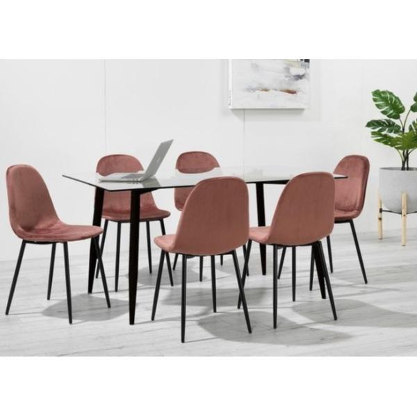 Home Furniture Glass Top 0.05m3 21kgs Wooden Dining Sets For 4-6 Seaters