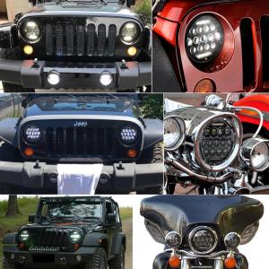  75W Auto Parts Halo 12V DRL 7 Inch Round Jeep Wrangler LED Headlight with Aluminum Die-cast Housing Manufactures