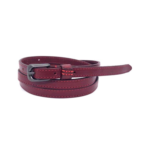 Womens Genuine Cowhide Leather Belt  Thin  Vintage In Red Color