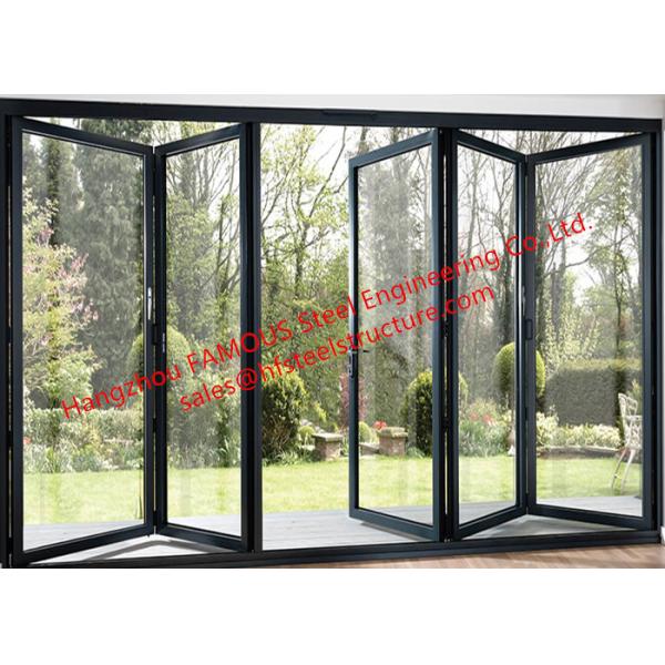 Exterior Aluminum Folding Door Double Glazing Thermal Break Standard Metal Frame Bi Folding Doors