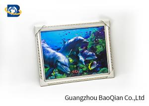  High Definition 3D Lenticular Dolphin Pictures With White PS Frame / Logo Manufactures
