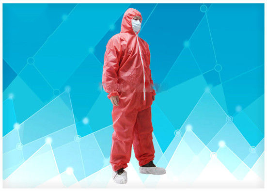 Silicone Free Disposable Protective Coverall Red Color High Structure Strength