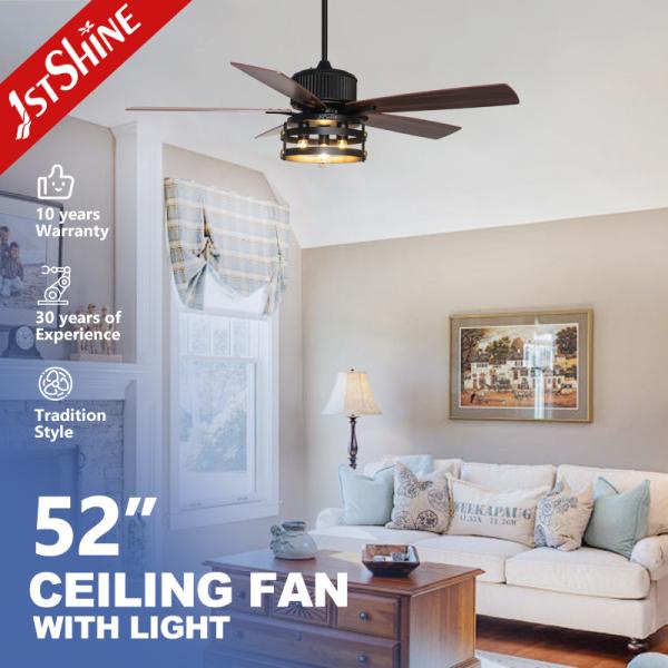 5 MDF Blades Industrial Style Ceiling Fan With Remote Control Light