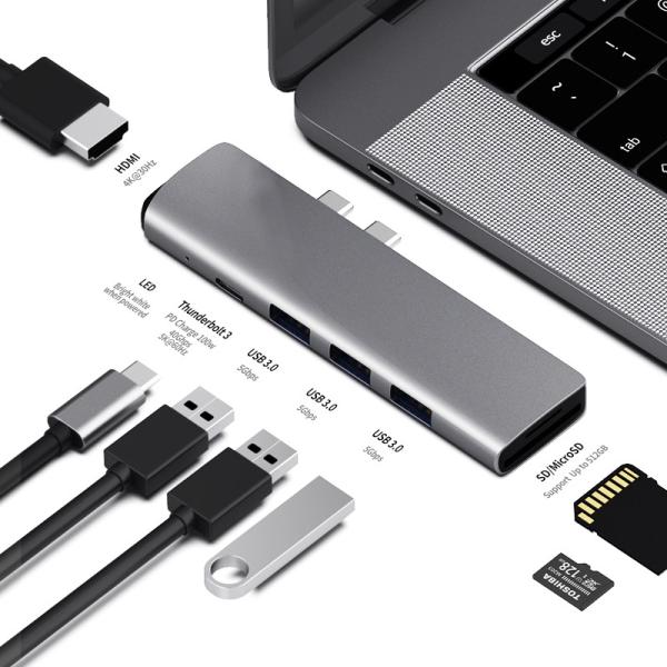 Type C HDMI 4K Thunderbolt 3 USB C Hub With Hub 3.0 TF SD Reader Slot PD