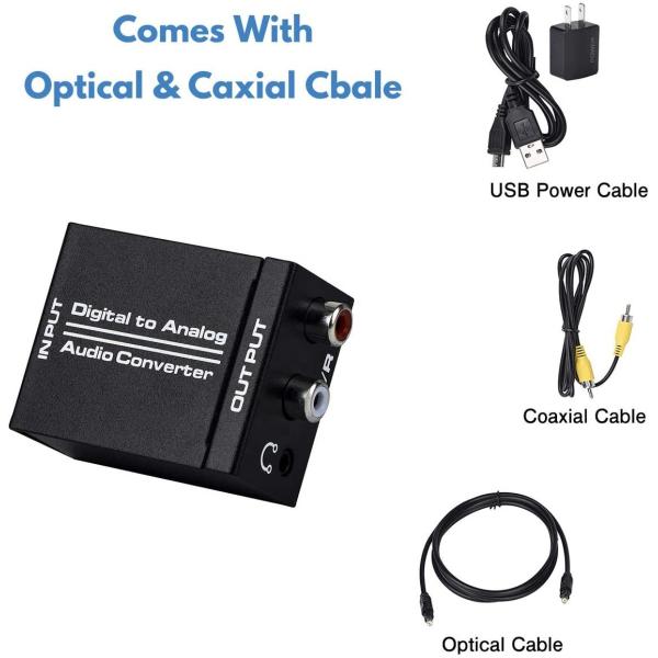 Optical SPDIF Toslink Coaxial Digital To Analog Audio Stereo L/R Jack DAC Converter 3.5mm