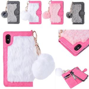  Hot sale in Amazon Fur  Detachable TPU Leather Wallets Phone Case Cover for iPhone X Manufactures