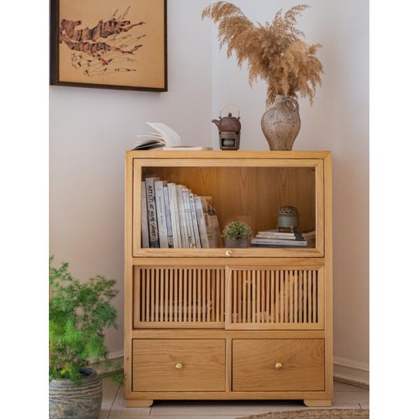 800*380*980mm Hotel Room Cabinet Swood Storage Locker With Glass Door