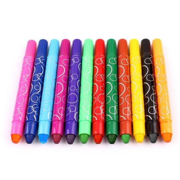 12 colors Eco-friendly fancy Non-toxic wax crayon set/cheaper and 12 colors rotating crayon