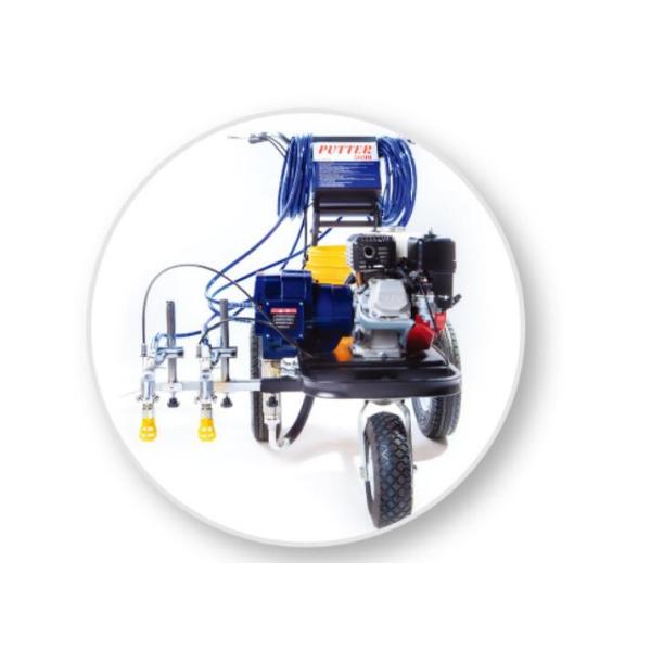Striping Road Line Marking Machine With Double Guns And Piston Pump