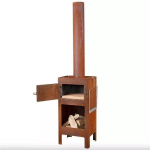 China Outdoor Garden Pizza Oven Wood Burning Corten Steel Fireplace With Grills on sale