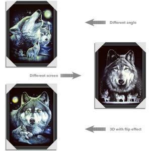  PET/PP Material Printing Lenticular 3d Wolf Picture For Gift Large Size Manufactures