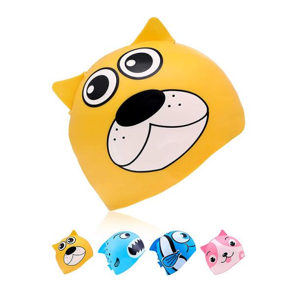 Animal Silicone Childrens Waterproof Swimming Caps Harmless Averting Wet Hair