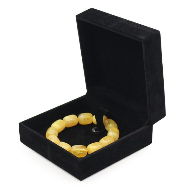 Pearl Bracelet Black Velvet Jewelry Box ROHS Certificated Cufflink Storage Case